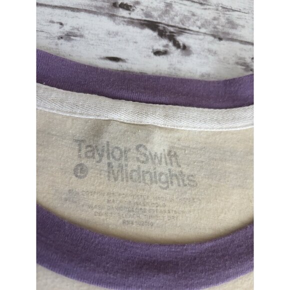 Taylor Swift Meet me at Midnight Lavender Haze Ringer Baseball Tee Cream Large - Picture 6 of 7